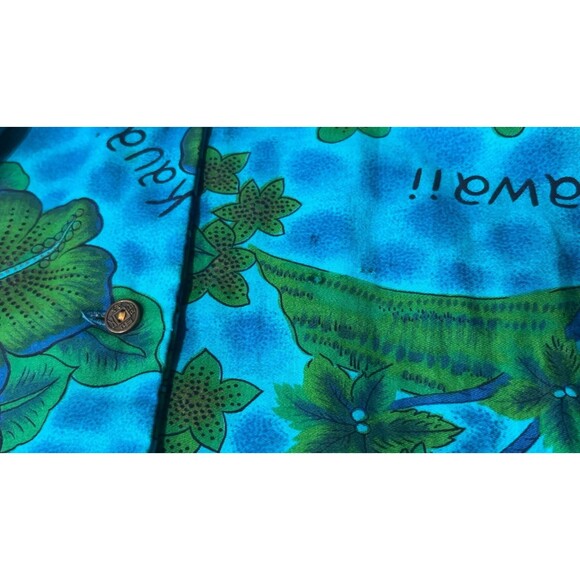 Vintage Royal Hawaiian Shirt Mens Medium Floral Map Blue Green Oahu Maui READ - Picture 7 of 11